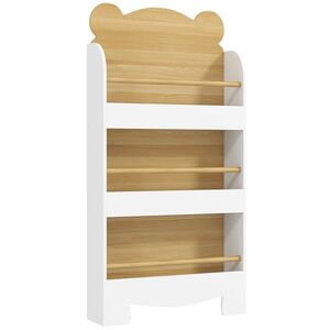 Imagine AIYAPLAY Raft pentru copii raft cu 3 polițe raft de depozitare din lemn 55x15x110cm Alb | Aosom Romania