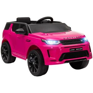 Imagine AIYAPLAY Mașină Electrică Copii cu Licență Land Rover Discovery, cu Faruri, Claxon și Centură, din Plastic și Metal, 106x65, 5x51 cm, Roz | Aosom Romania