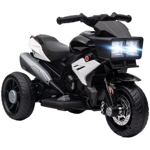 Imagine HOMCOM Motocicletă Electrică pentru Copii 3-5 Ani, max. 25 kg, 3 Roți, Lumini și Sunete, Baterie 6V, Negru, 86x42x52 cm | Aosom Romania