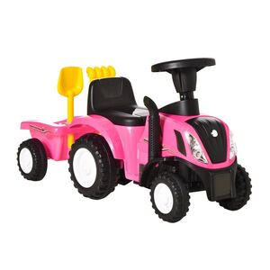Imagine HOMCOM Tractor Roz Ride-On pentru Copii, Jucărie Atractivă și Durabilă 91x29x44 cm | Aosom Romania