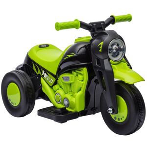 Imagine AIYAPLAY Motocicletă electrică pentru copii 2-5 ani, 3 roți, 6 V, 3 km/h, cu funcție de bule, efecte luminoase și sonore, verde | Aosom Romania