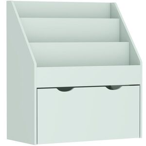 Imagine AIYAPLAY Bibliotecă pentru copii Multi-Organizare cu 3 niveluri de rafturi și un sertar, 62, 5L x 30l x 70H cm, verde | Aosom Romania