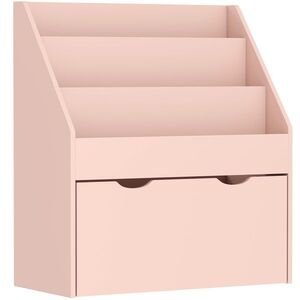 Imagine AIYAPLAY Bibliotecă pentru copii Multi-depozitare cu 3 niveluri de rafturi și un sertar, 62, 5L x 30l x 70H cm, roz | Aosom Romania