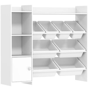 Imagine AIYAPLAY Mobilier depozitare copii 3-8 ani, depozitare jucării cu 8 cutii detașabile, etajere de depozitare, dulap, alb | Aosom Romania