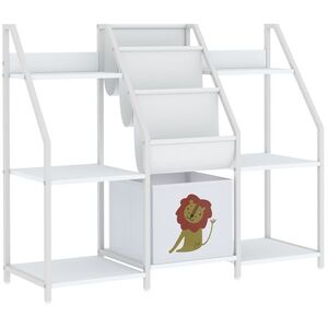 Imagine AIYAPLAY Bibliotecă și Organizator de Jucării pentru Copii, Metal, PAL, 93 x 30 x 76 cm, Alb | Aosom Romania