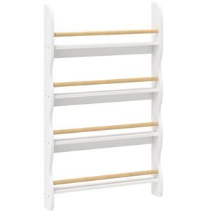 Imagine AIYAPLAY Raft pentru cărți copii, raft cu 4 polițe, raft de perete cu protecție la răsturnare Montessori 60 x 10 x 98 cm, Weiß | Aosom Romania