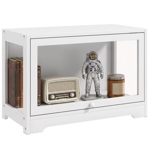 Imagine HOMCOM Vitrină expozitoare pentru colecții cu ușă rabatabilă din acrilic pentru figuri decorative 59x30x40 cm Alb | Aosom Romania