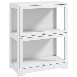 Imagine HOMCOM Vitrină expozitoare pentru colecții cu 2 niveluri, uși abatabile din acrilic pentru figurine 59, 5x30x73 cm Alb | Aosom Romania