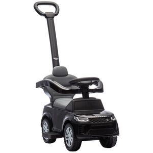 Imagine AIYAPLAY Mașinuță Ride-on Land Rover cu Mâner și Bară de Protecție, din PP și Oțel, 84 x 40 x 94, 5 cm, Negru | Aosom Romania