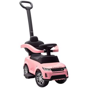 Imagine AIYAPLAY Mașinuță Ride-on Land Rover cu Mâner și Barieră, din PP și Oțel, 84 x 40 x 94, 5 cm, Roz | Aosom Romania