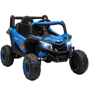 Imagine AIYAPLAY Mașină Electrică UTV pentru Copii 12V cu Centură, Telecomandă, Suspensii, USB, 3-7 km/h, 3-5 Ani, Albastru | Aosom Romania