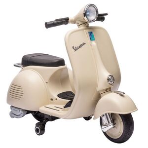 Imagine AIYAPLAY Motocicletă Electrică pentru Copii 3+ Ani, Licență VESPA, 6V, cu Roți Ajutătoare Detașabile, Max. 30 kg, Alb | Aosom Romania