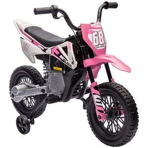 Imagine AIYAPLAY Motocicletă electrică pentru copii moto cross pentru copii de 3 la 6 ani 2 motoare 12V viteză 5 km/h 109, 5x60x72, 5cm roz | Aosom Romania