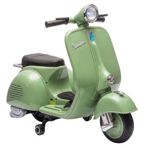 Imagine AIYAPLAY Motocicletă Electrică pentru Copii 3+ Ani, Licență VESPA, 6V, cu Roți Ajutătoare Detașabile, Max. 30 kg, Verde | Aosom Romania