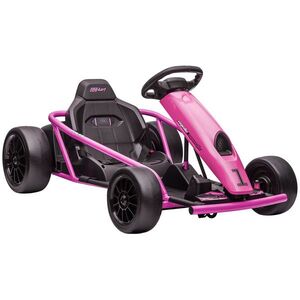Imagine HOMCOM Go-Kart electric 24 V pentru copii, până la 13 km/h, cu funcție drift, drift-kart cu 2 motoare pentru 8–12 ani, roz | Aosom Romania