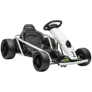 Imagine HOMCOM 24 V Go-Kart electric pentru copii până la 13 km/h Gokart cu funcție drift, Drift-Kart cu 2 motoare pentru 8–12 ani Alb | Aosom Romania