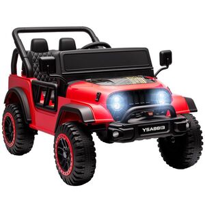 Imagine AIYAPLAY Mașină Electrică pentru Copii 3+ Ani, 12V, cu 2 Motoare, Telecomandă, USB, Muzică și Claxon, 3-5 km/h, Roșu | Aosom Romania
