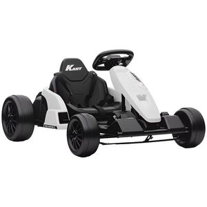 Imagine AIYAPLAY 24 V Go-Kart electric pentru copii Până la 18 km/h Gokart cu funcție drift, Drift-Kart cu 2 motoare scaun reglabil Alb | Aosom Romania