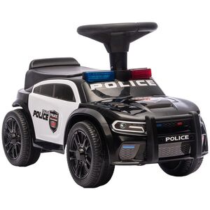 Imagine AIYAPLAY Mașinuță Ride-on Copii 18-36 Luni, Model Poliție, Muzică, Spațiu Sub Scaun, Negru | Aosom Romania