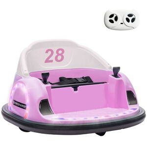 Imagine AIYAPLAY Autoscooter, rotație 360°, viteză 2 km/h, centură de siguranță, lumini LED, muzică și claxon, Roz | Aosom Romania