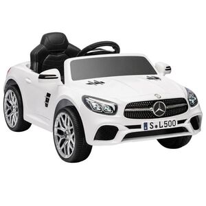 Imagine AIYAPLAY Mașină Electrică pentru Copii Mercedes-Benz SL500 12V cu 2 Motoare, Suspensie, Muzică și Telecomandă, Alb | Aosom Romania