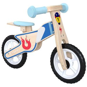 Imagine AIYAPLAY Bicicletă de echilibru pentru copii Bicicletă fără pedale cu șa reglabilă din PU, pentru 3-5 ani Până la 50 kg, Lemn natural | Aosom Romania