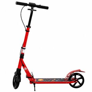 Imagine SPORTNOW Trotinetă pliabilă din aluminiu, ghidon reglabil, frânare dublă mână/picior, roți PU Ø 18 cm, 86x38x103, 5cm, roșu | Aosom Romania