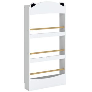 Imagine AIYAPLAY Bibliotecă Montessori pentru Copii 3-8 Ani, Ursuleț, cu 4 Polițe din Lemn, 50x15x97 cm, Alb | Aosom Romania