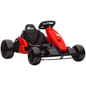Imagine AIYAPLAY Go-Kart electric 24V, mod Drift, scaun reglabil, centură de siguranță în 5 puncte, funcție muzicală, claxon, 6-12 ani Roșu | Aosom Romania