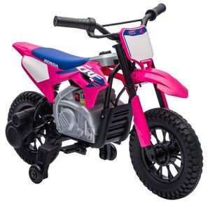 Imagine AIYAPLAY Motocicletă electrică pentru copii 3+ ani, licență Honda CRF 450R, 12V, baterie litiu, cu suspensii, roz | Aosom Romania
