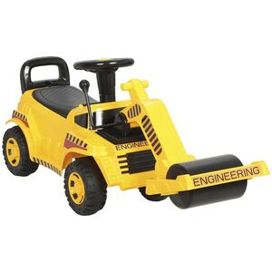 Imagine AIYAPLAY Compactor Rutier de Călărit pentru Copii 1-4 Ani, cu Rolă Reglabilă, Claxon și Spațiu sub Scaun, Galben | Aosom Romania