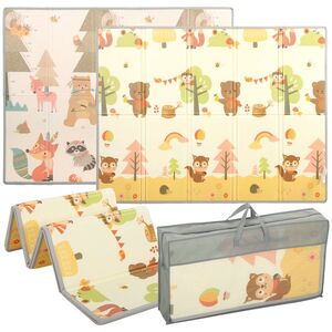 Imagine AIYAPLAY Covoraș de Joacă pentru Copii 200x150x1, 5 cm, Tematică Pădure, Pliabil, Reversibil, XPE, 0-3 Ani, Multicolor | Aosom Romania