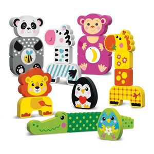 Imagine Set 22 cuburi cu animale, Gradina Zoologica Prietenoasa, Kids Hits, lemn, multicolor