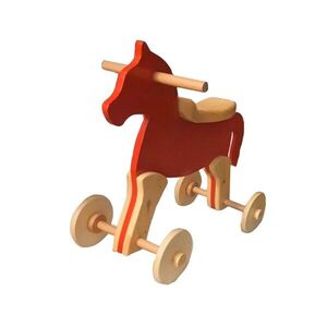 Imagine Jucarie pentru landou/carucior, Hanah Home, Horse with Wheels, 40x55x70 cm, Nuc / Roșu