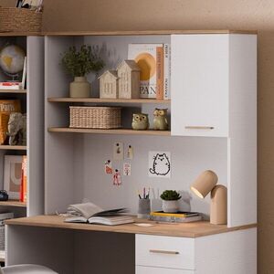 Imagine Raft pentru birou, Hanah Home, Etto, 120x102.2x30.5 cm, PAL MELAMINAT, Lemn / Stejar alb