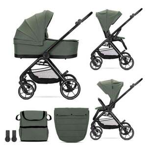 Imagine Carucior set 2 in 1, Lorelli Venice, cos landou individual, cadru din aluminiu, sezut reversibil, pana la 22 Kg, Green
