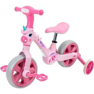 Imagine Bicicleta 2 in 1, Action One, cu roti ajutatoare si pedale detasabile, Roz