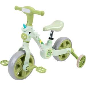Imagine Bicicleta 2 in 1, Action One, cu roti ajutatoare si pedale detasabile, Verde