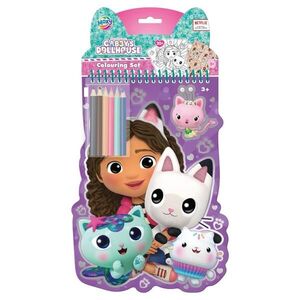 Imagine Carte de colorat cu 6 creioane colorate, Grafix, Gabbys Dollhouse, 20 pagini