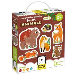 Imagine Puzzle progresiv, Banana Panda, Animale din padure, 33 piese
