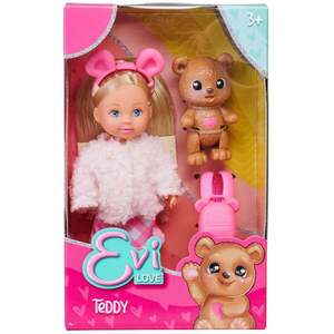Imagine Papusa cu jacheta pufoasa si ursulet, Evi Love, Teddy