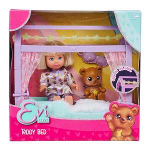Imagine Set de joaca papusa cu patut si ursulet, Evi Love, Teddy Bed