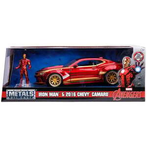 Imagine Masina din metal si figurina, Jada, Marvel, Iron Man si Chevy Camaro 2016, 1: 24