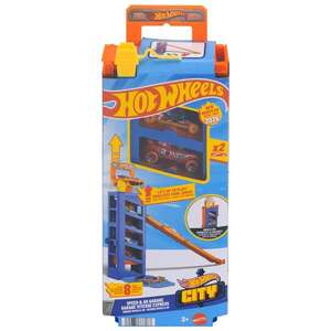 Imagine Set de joaca cu 2 masini, Hot Wheels, Mini Garage Speed&Go Garage, JMJ53