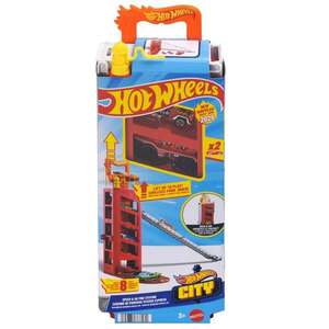 Imagine Set de joaca cu 2 masini, Hot Wheels, Mini Garage Speed&Go Fire, JMJ54