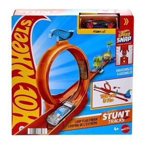 Imagine Set de joaca cu masinuta, Hot Wheels Stunt Track, Loop Flag Finish, JHK77