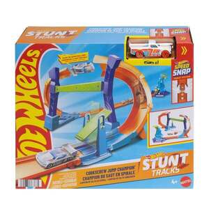 Imagine Set de joaca cu masinuta, Hot Wheels, Stunt Tracks, Corkscrew Jump Champion, JLM91