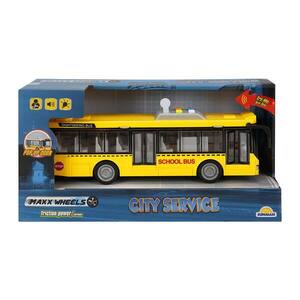 Imagine Autobuz cu lumini si sunete, City Service, Maxx Wheels, 1: 16, Galben