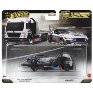 Imagine Transportator cu masinuta Hot Wheels, Car Culture Team Transport, 2024 Ford Mustang RTR Spec 5-FD si Aero Lift, JHX92
