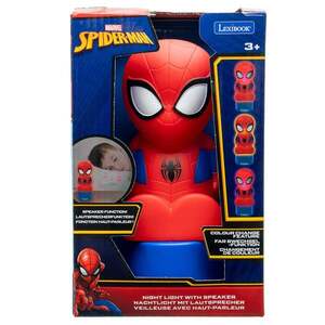 Imagine Lampa de veghe cu lumini LED si difuzor, Lexibook, Spiderman
